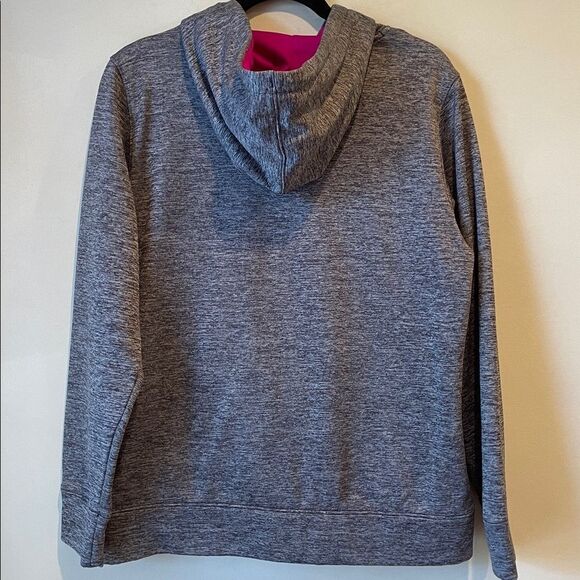 Under Armour Heather Gray Hoodie with Magenta Logo - Picture 6 of 6